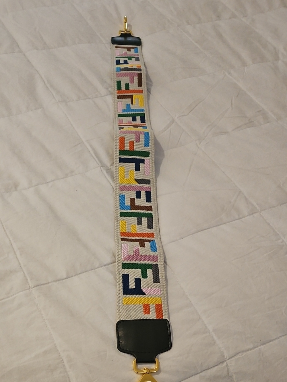 Fendi Multicolor FF Jacquard Strap on Cream